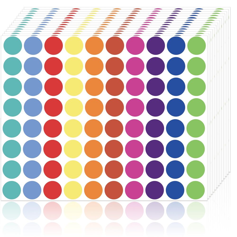 7881 4000 PCS Colored Dot Stickers,3/4" Sticker Dots Assorted Colors, Round